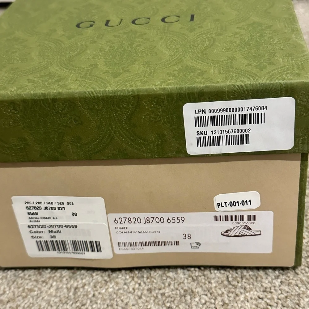 NEW Gucci Women's Rubber Web Striped Slides Sandals EU38 US8 - Picture 7 of 8